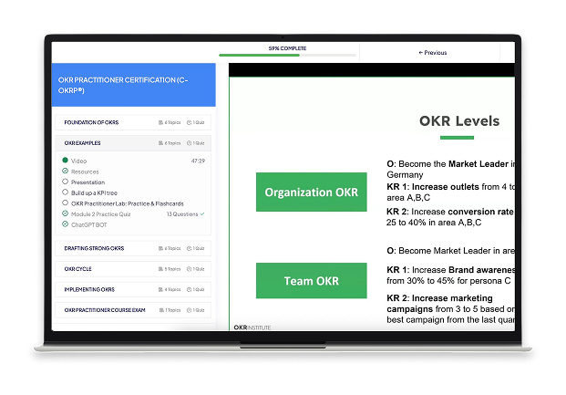 Phone showing OKR app