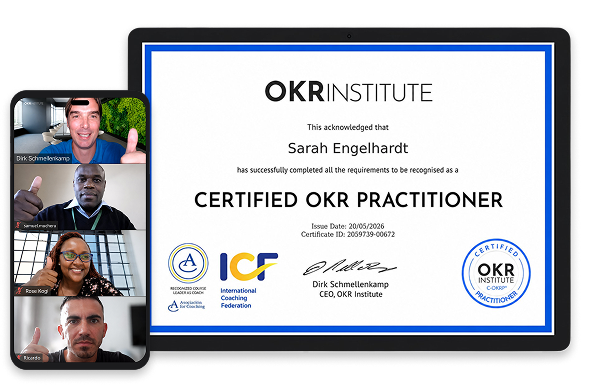 iPad showing OKR course content